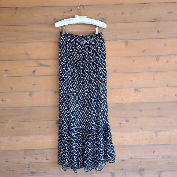 Tularosa Lexi Beaded See Through Festival High Waist Maxi Skirt Boho Western NWT - Picture 3 of 6